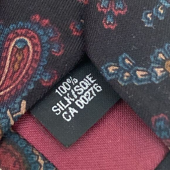 Yves Saint Laurent Dark Paisley Print Tie 100% Silk - Picture 7 of 8